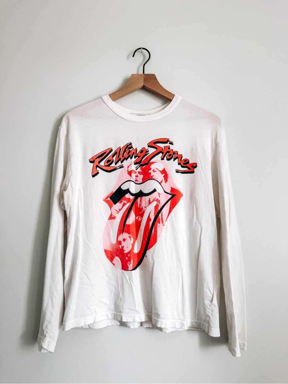 Daydreamer Ivory Rolling Stones Graphic 100% Cotton Long Sleeve Shirt S - Picture 1 of 5